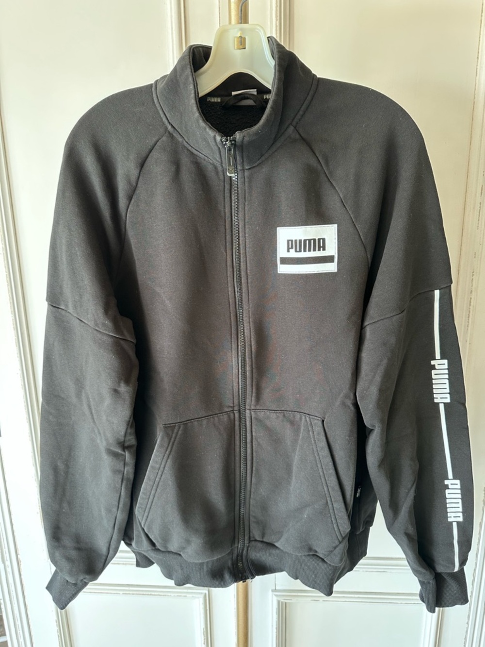 Puma Black Zippered Sweatshirt Jacket with White Logo